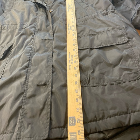 Arizona Jeans Co Womens Black Jacket Faux Fur Hood Rain Slick Jrs Plus 3X - Picture 7 of 16